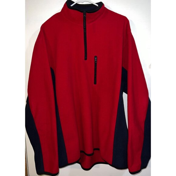 Old Navy Mens Red & Blue Fleece Pullover Half-Zip Chest Pocket Size XL - Picture 3 of 4